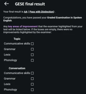 Trinity B1 test result